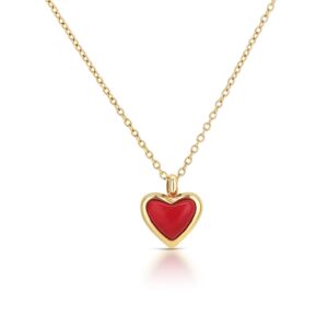 Colar One Red Flame Gold S Heart OJRDN01G