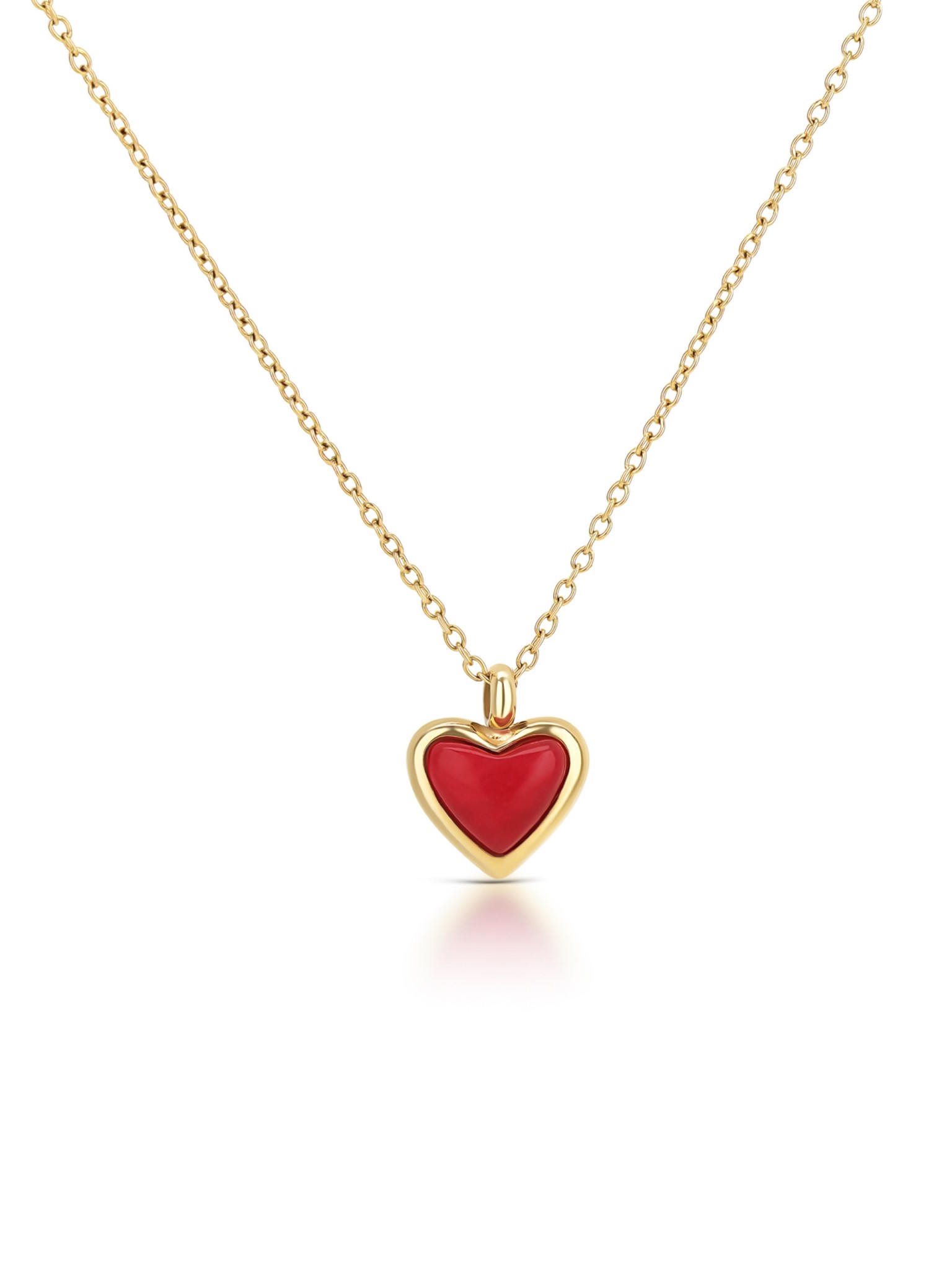 Colar One Red Flame Gold S Heart OJRDN01G