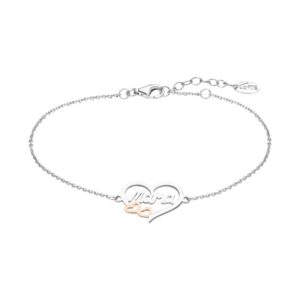 Pulseira Lotus Bicolor “Mama” Coração Gr 2 Corações Rosé Lateral LP1812-2/1