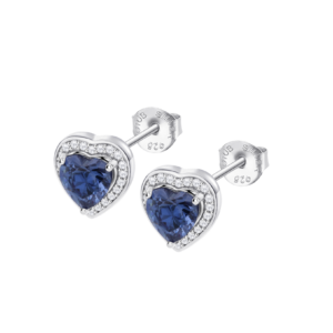 Brincos Lotus Silver Coração Crivado Zircónia Azulão Centro LP3784-4/1