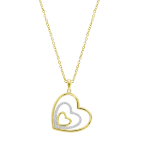 Colar Lotus Silver Dourado 3 Corações Dentro Zirc LP3848-1/2