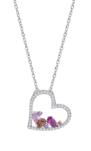 Colar Lotus Silver Coração Aberto P. Br Zirc Tons Rosa Interior LP3914-1/1