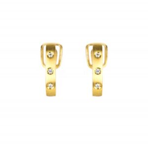 Brincos FR Jewels 1/2 Argola Acet 3 Zirconias Encaste Clips OOBR002842