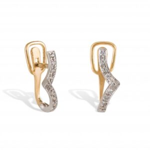 Brincos Fr Jewels Bicolor Zircons Wishbone Clips OOBR005242