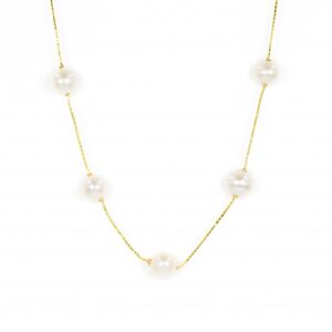 Colar FR Jeewels 5 Perolas Água Doce Espaçadas Espinha OOC0004608