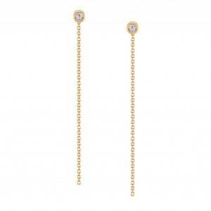 Brincos Zircons Solitário Encaste Corrente Torn OOTR003168D