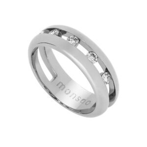 Anel Monseo Cosmopolitan com 5 diamantes lapidação brilhante AN2390A