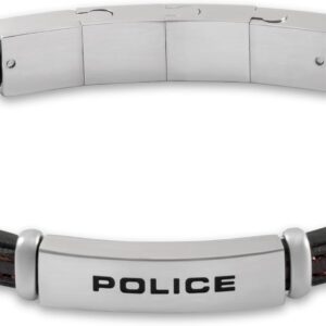 Pulseira Police Recall Pele Castanha Chapa “Police” PEAGB0079202