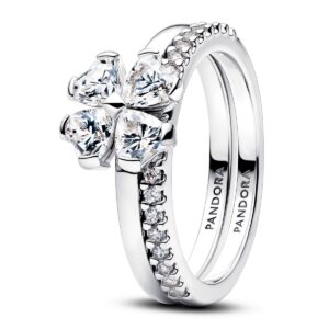 Anel Pandora 2 em 1 Trevo Zircónias 194507C01