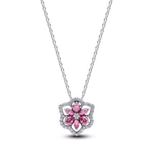 Colar Pandora Herbarium Cluster Pink Flower Zircónias 394576C01-45