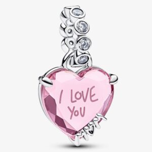 Encaixe Pandora Heart “I Love You” Pink Zircónia 794464C01