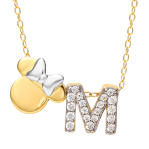 Colar Disney Minnie Mouse Letra M Bicolor Zirconias AG063CM