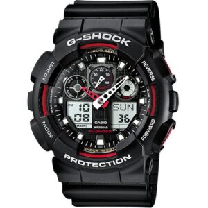 Relógio Casio G-Shock Ana/Digi Pr/Verm GA-100-1A4ER