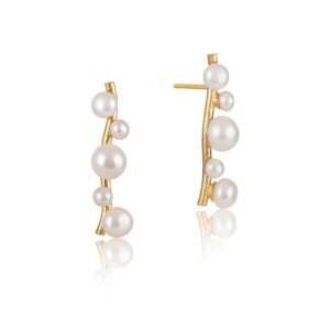 Brincos Bruno da Rocha Primavera Perolas Plaqueado Ouro 24kts PBR037/18