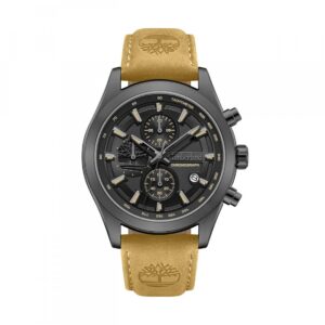 Relógio Timberland Ashmont Ipblack m/preto b/pele camel TDWGF0095102